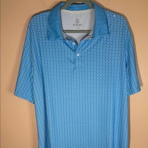 SCALE Men's Sky Blue Geometric Print Golf Polo